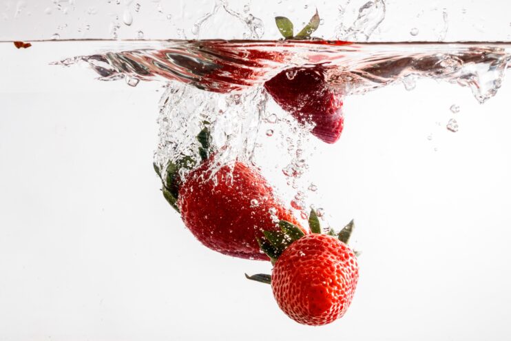 Strawberries inside water