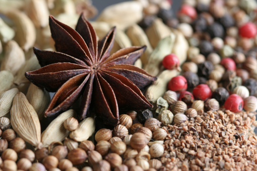 Picture of collection of star anise and its seeds